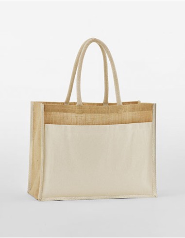WES-W480-Cotton Pocket Natural Starched Jute Shopper